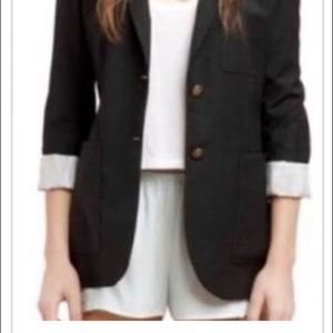 Aritzia Talula Classic black blazer with two front buttons.